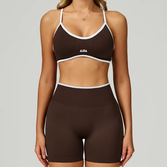 AURA LINE csokibarna rövid szett